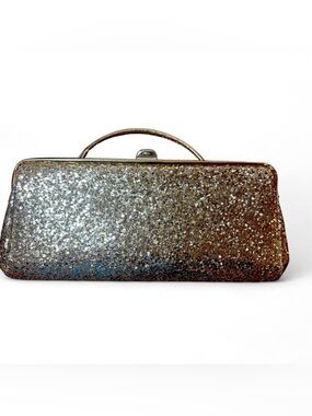 Vintage Gold Glitter Evening Clutch with Top Handle